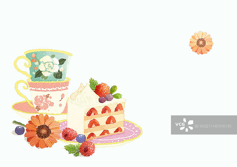 水彩春季甜点美食图片素材