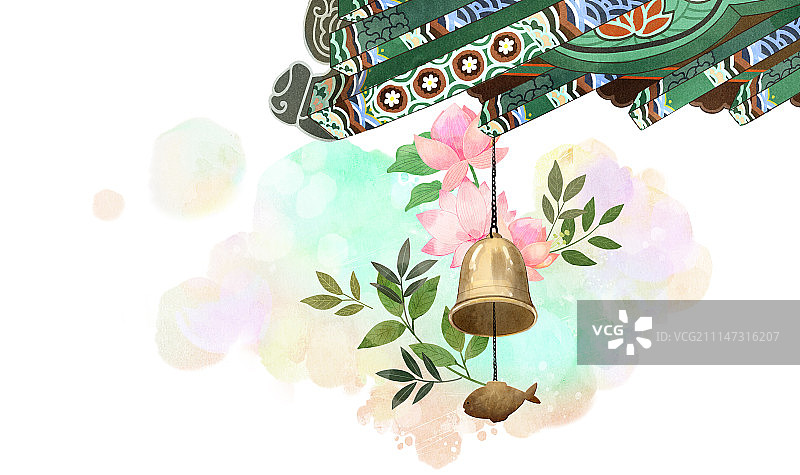 佛诞日佛教莲花水彩图片素材