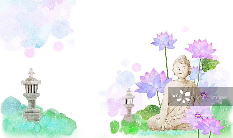 佛诞日佛教莲花水彩图片素材