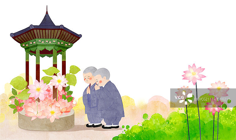 佛诞日佛教莲花水彩图片素材