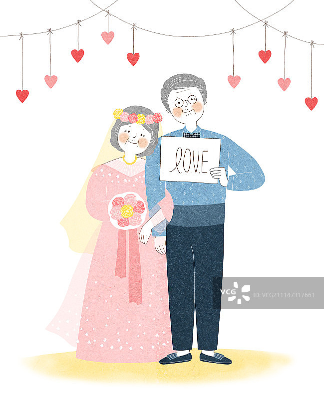 已婚夫妇的爱与幸福插画图片素材