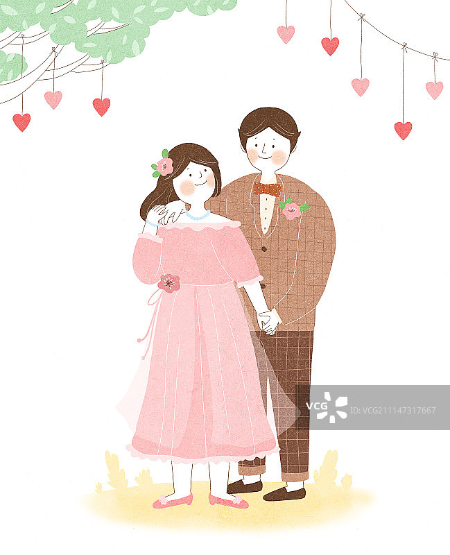 已婚夫妇的爱与幸福插画图片素材