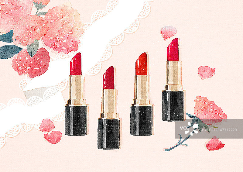 水彩化妆品美容图片素材