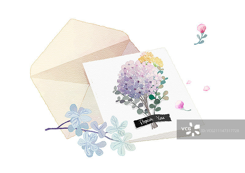 水彩感恩节贺卡鲜花图片素材