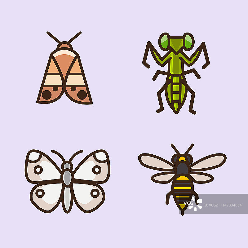 矢量扁平图标：蜂蜜、鲜花、礼品套装、传统食品等图片素材