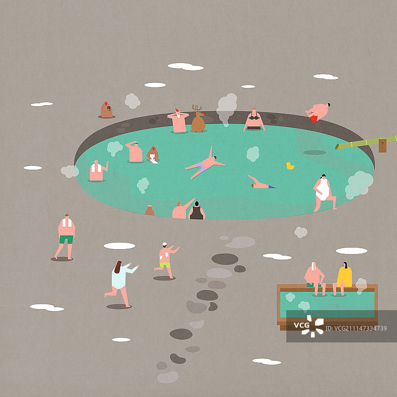 人们享受户外活动的插画图片素材