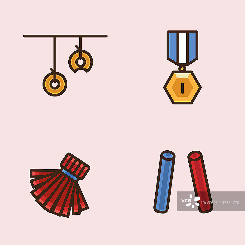 矢量扁平图标集：蜜蜂、鲜花、礼品套装、传统食品等042图片素材