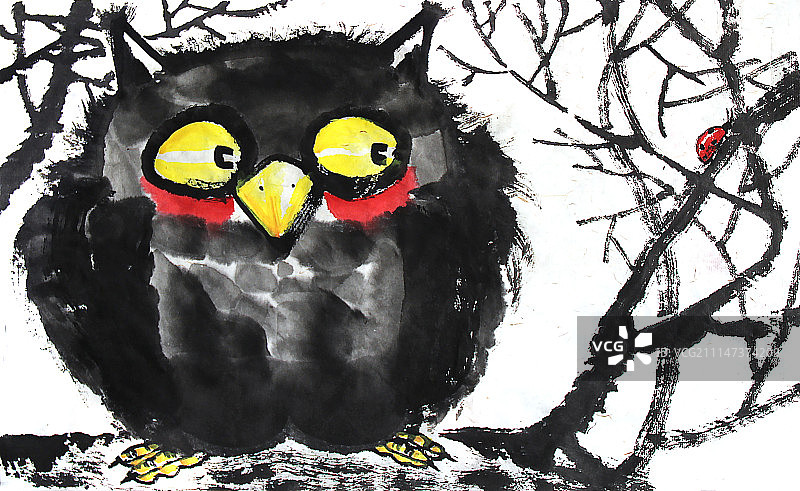 中国画水墨动物系列第一季共1000幅-猫头鹰系列系列图片素材