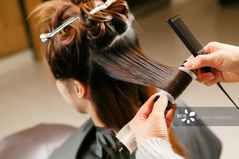 烫,女,头发图片素材