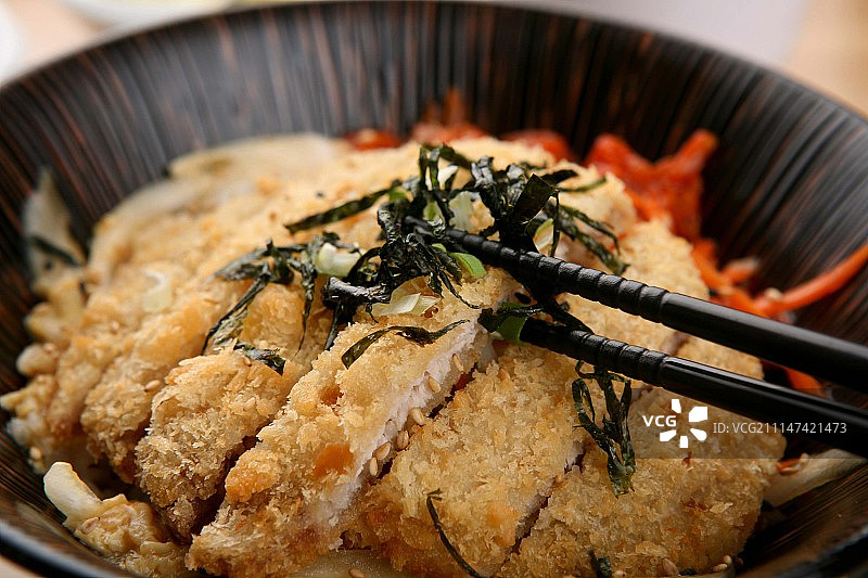 泡菜、炸猪排饭（日式料理）图片素材