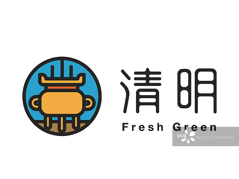 二十四节气标识-圆形粗线-清明图片素材