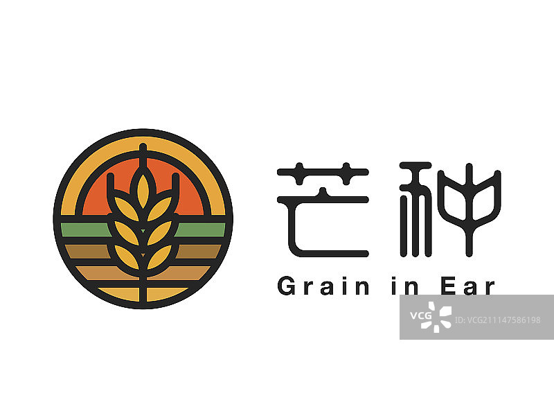 二十四节气标识-圆形粗线-芒种图片素材