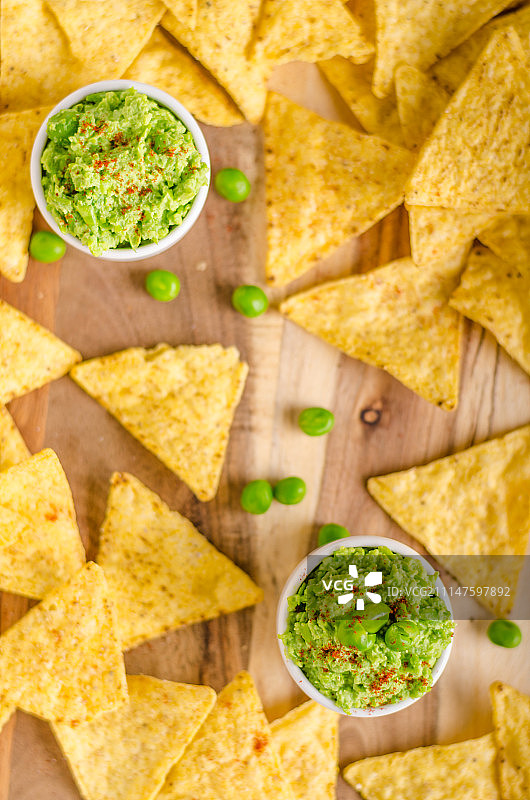 玉米片和豌豆酱图片素材