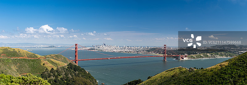 旧金山金门大桥高清全景图片素材