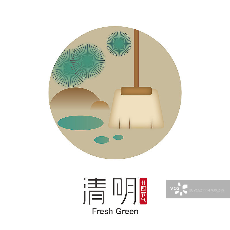 二十四节气标识-古风国画-清明图片素材