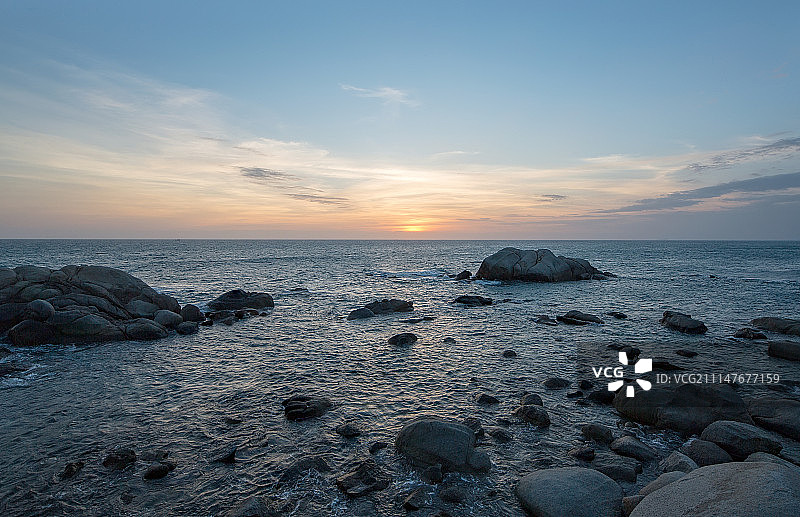 三亚南山小月湾日落图片素材