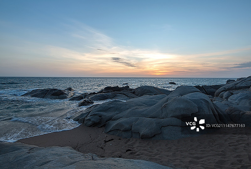 三亚南山小月湾日落图片素材