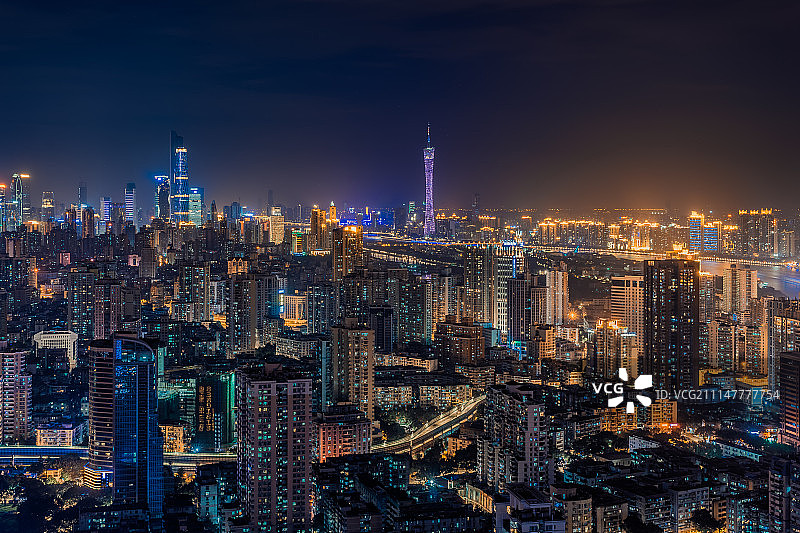 广州夜景东濠涌高架图片素材