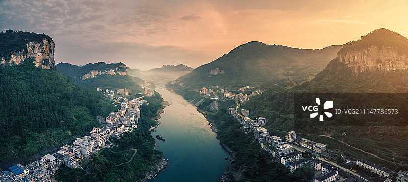 广西大化岩滩全景风光图片素材