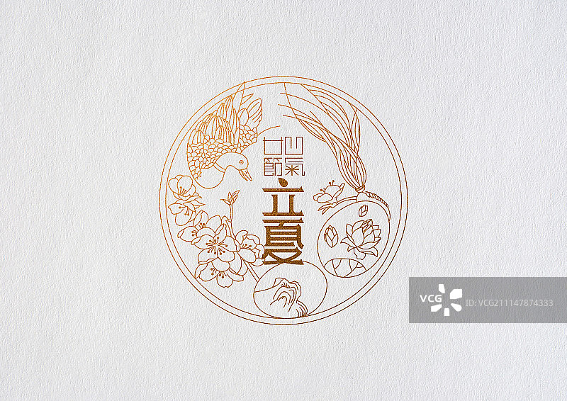 二十四节气标识-传统白描-立夏图片素材