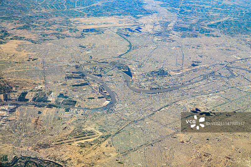 伊拉克首都巴格达市中心航拍图片素材