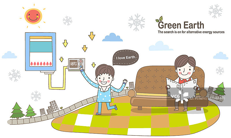 拥有环保生活方式的人们插画图片素材