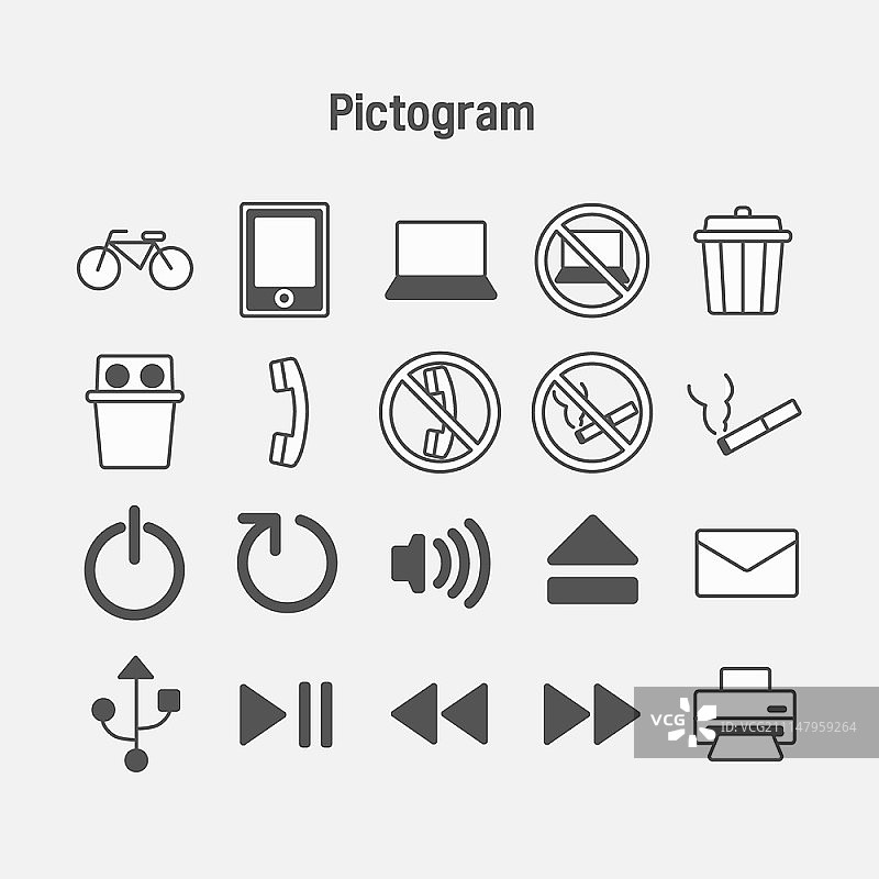 线性图标集，简易象形图包图片素材