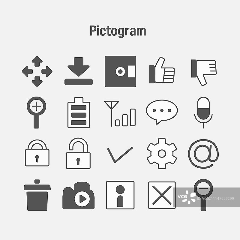 线性图标集，简易象形图包图片素材