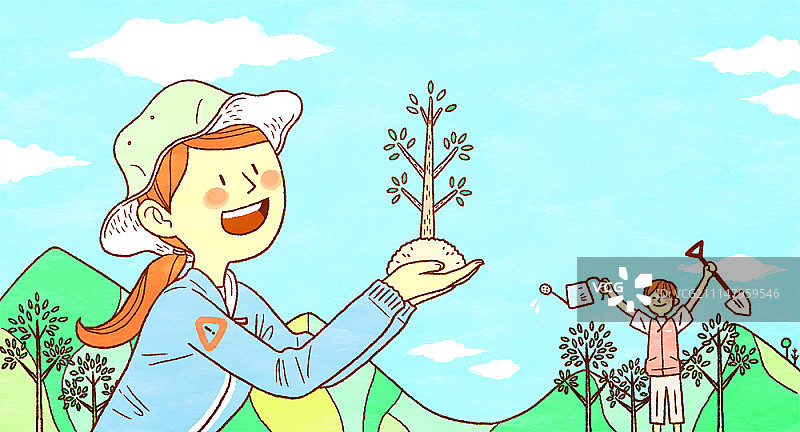 植树节插画图片素材