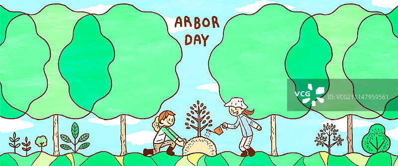 植树节插画图片素材