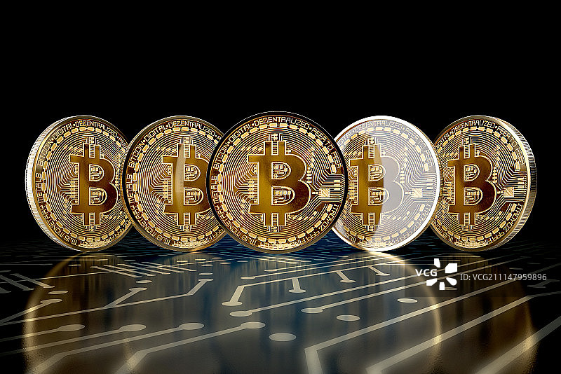 电子货币兑换概念比特币合成图像图片素材