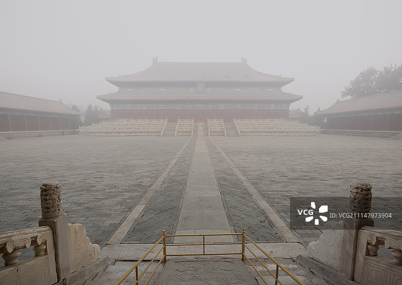 北京太庙雾霾之中图片素材