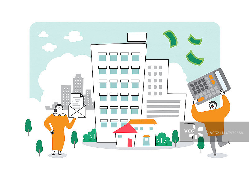 财务概念，支出和税收关系插画011图片素材