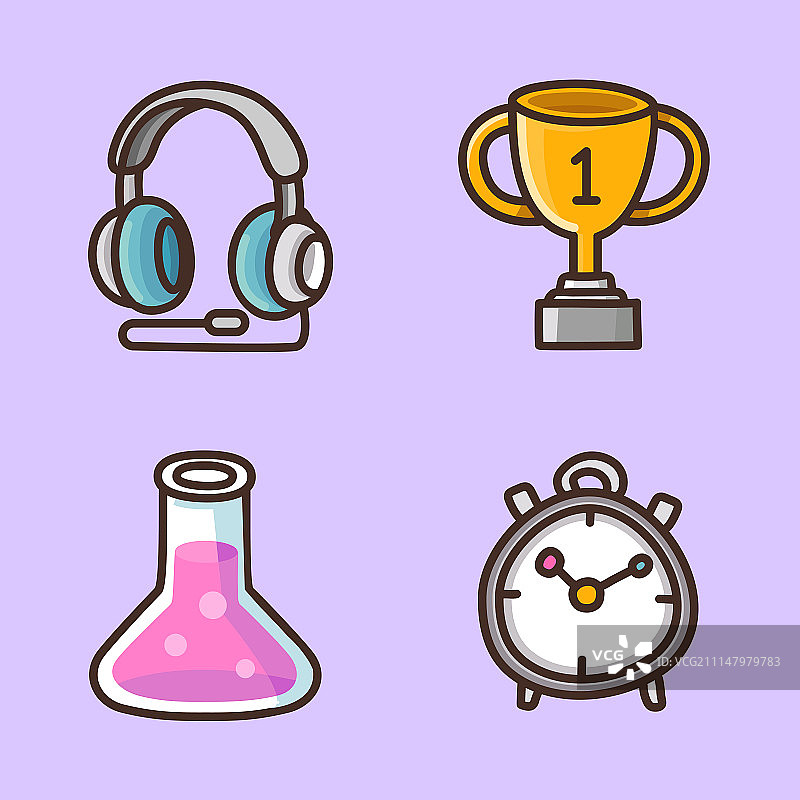 扁平风格的学校物品和教育用品图标集013图片素材