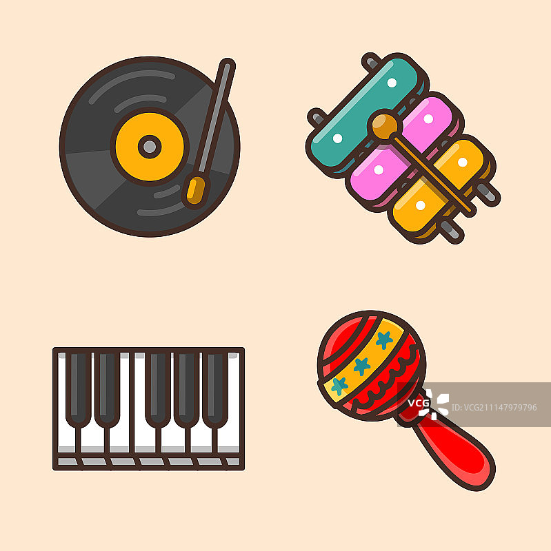 扁平风格学校物品和教育用品图标集026图片素材