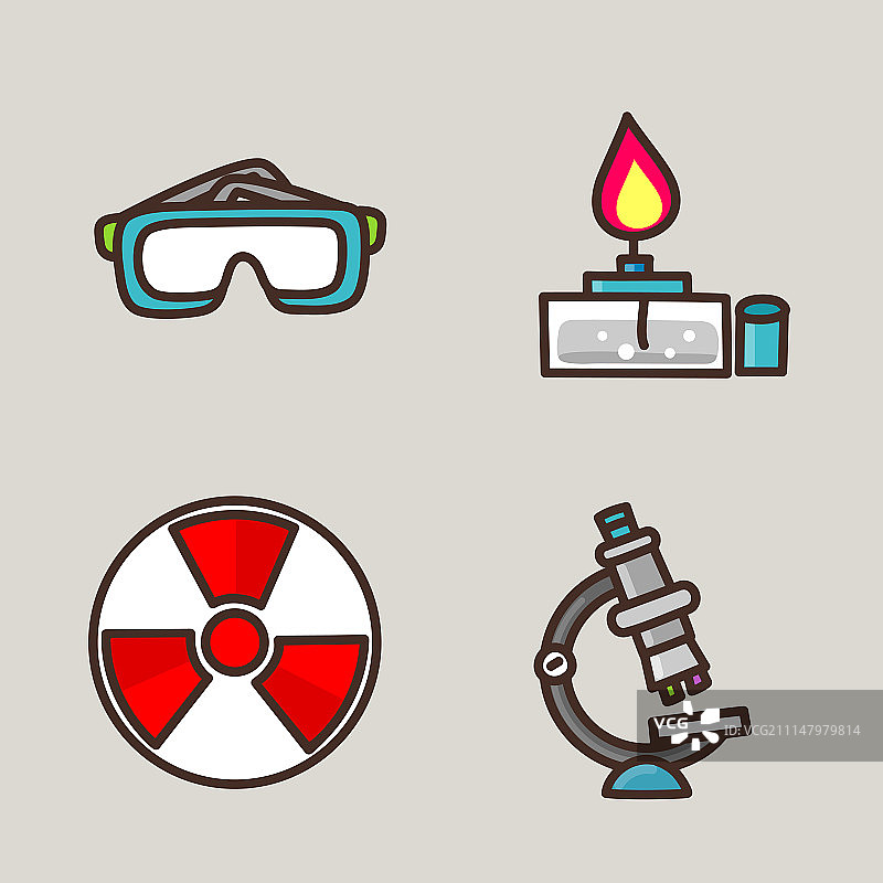 扁平风格图标集 - 学校物品和教育用品，白色背景. 036图片素材