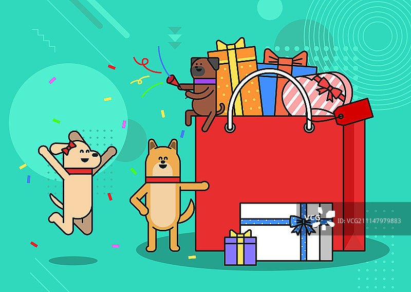 动物电商购物概念矢量插画：多种支付方式、优惠券和卡片图片素材