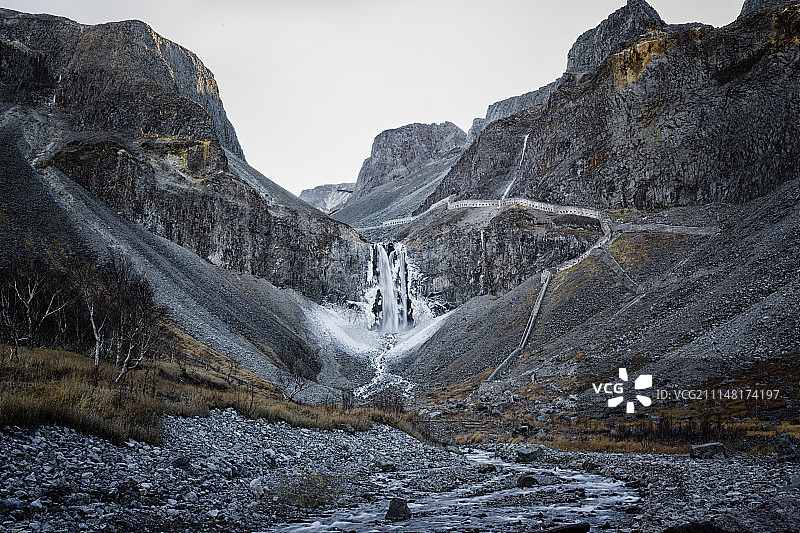 长白山瀑布图片素材