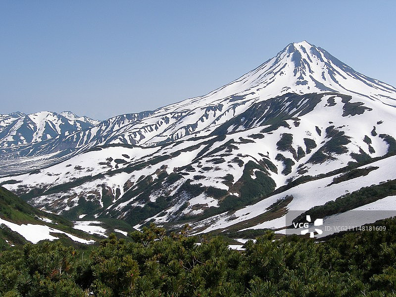 堪察加半岛的性质。山水和锦的壮丽景色图片素材