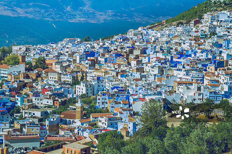 2013年非洲春季的摩洛哥舍夫沙万街景图片素材