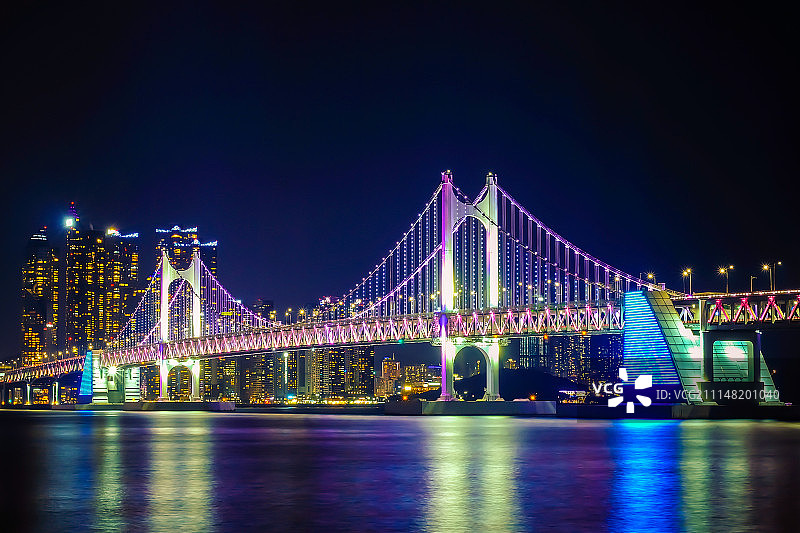 韩国釜山广安大桥夜景图片素材