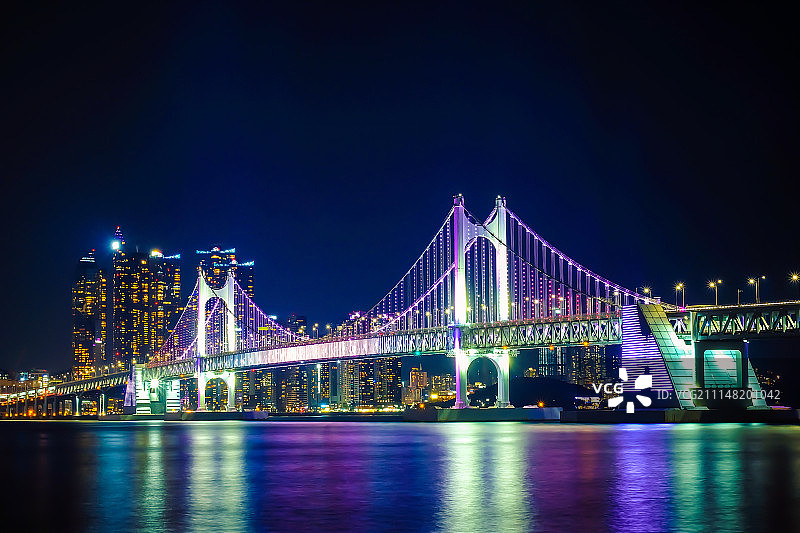 韩国釜山广安大桥夜景图片素材