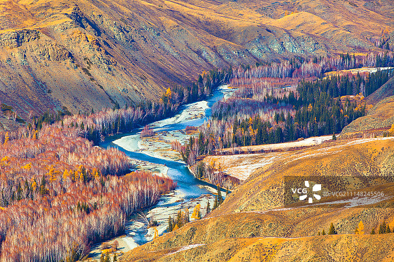 新疆北疆山林秋景图片素材
