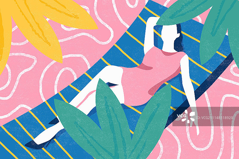 夏季躺着休息的女人图片素材