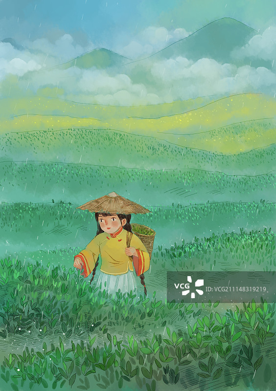 二十四节气谷雨插画图片素材