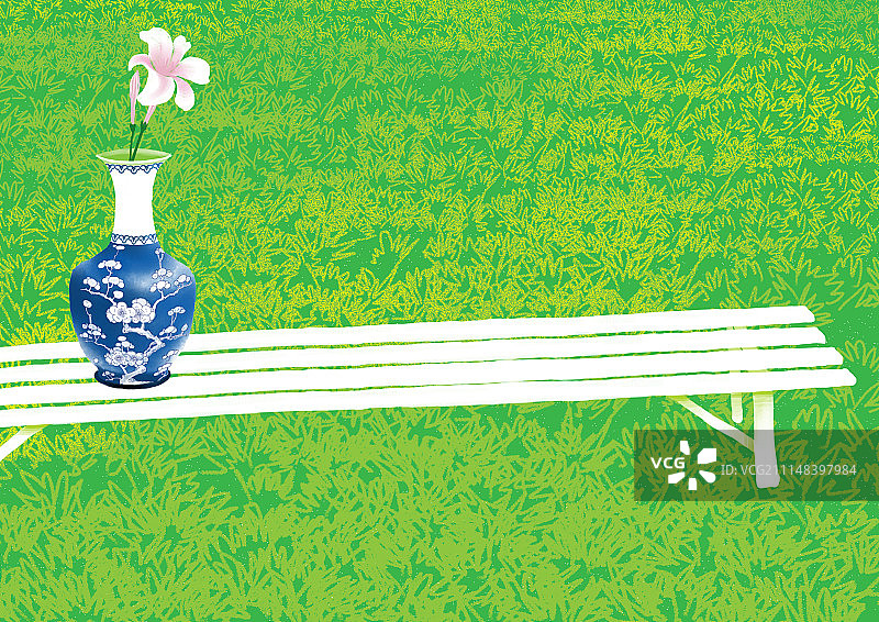 唯美背景元素组图共3000多幅-白椅上的青花瓷图片素材