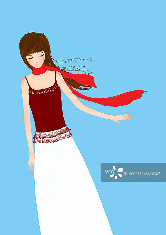 背景分离人物系列组图共3000多幅-围着长围巾的女人图片素材