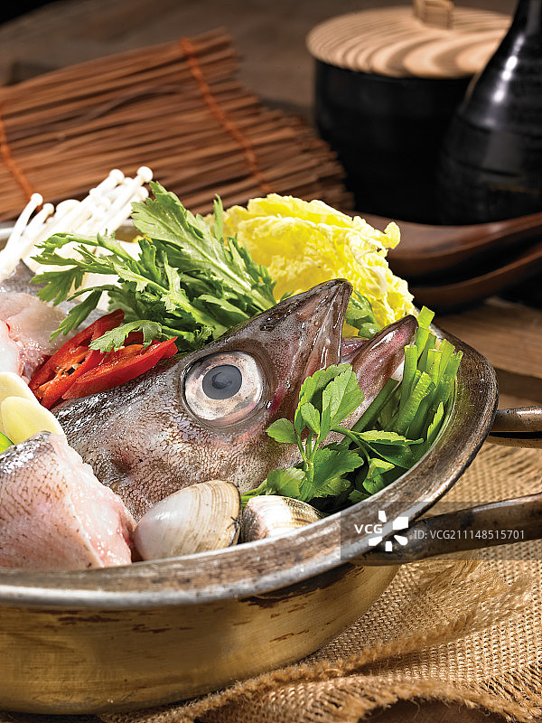 韩式辣味鳕鱼蔬菜汤图片素材