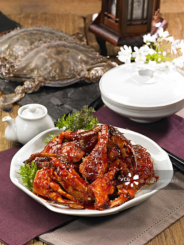 韩式麻辣生蟹图片素材