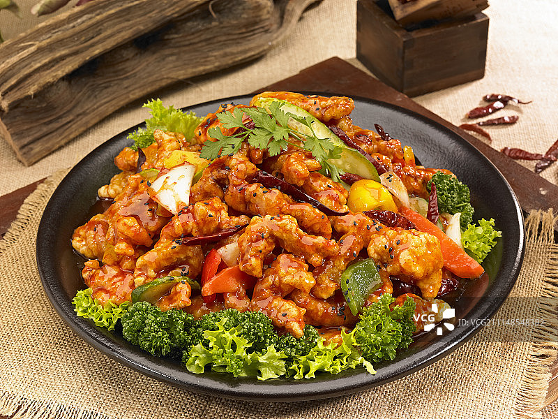 香辣酥炸中式猪肉图片素材